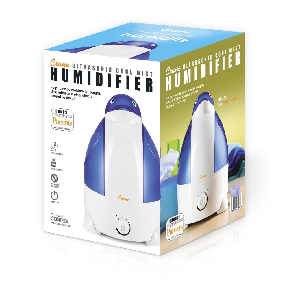 Crane Adorable Ultrasonic Cool Mist Humidifier,1 Gallon,500 Sq ft Coverage,24 Hour Run Time - Penguin - Image 3