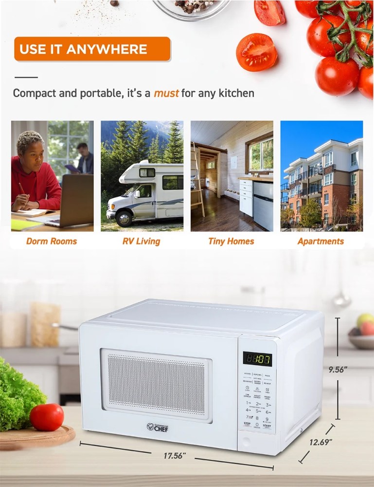 Commercial Chef CHM770W 0.7 Cubic Feet Microwave Oven,White - Image 4