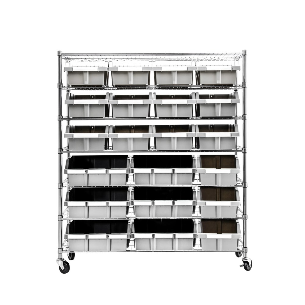 Seville Classics Extra-Wide 7-Tier NSF 21-Bin Rack, 48" W x 14" D x 56" H, Gray - Image 13