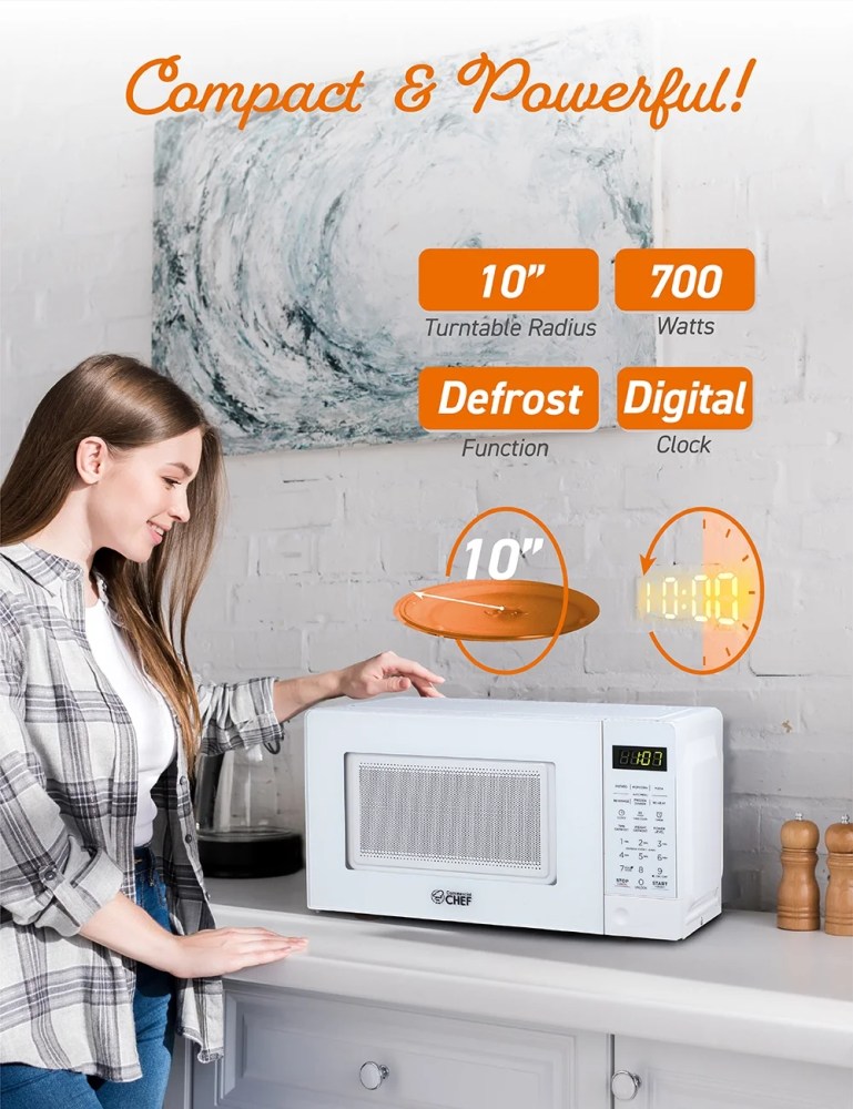 Commercial Chef CHM770W 0.7 Cubic Feet Microwave Oven,White - Image 5