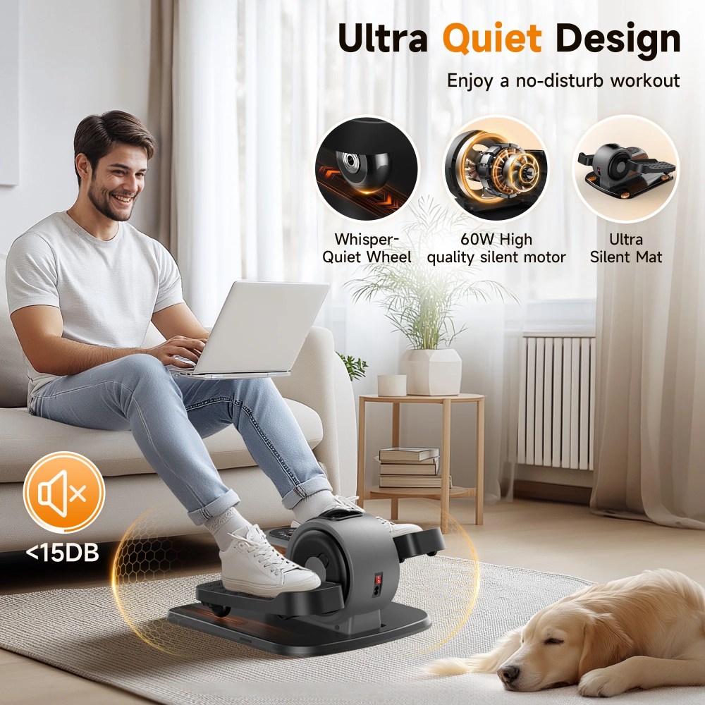 UPGO Under Desk Ellipticals Electric, Elipse Leg Exerciser Fully Assembled, Pedal Exerciser with Remote Control & Non-Slip Pedals Resistance & Speed - Image 3