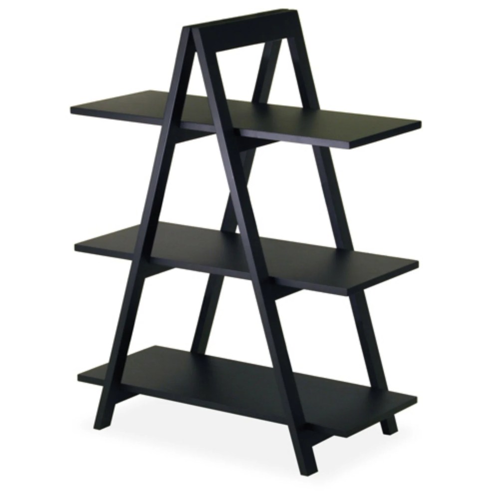 Winsome Wood Aaron 3-Tier A-Frame Shelf,Black Finish