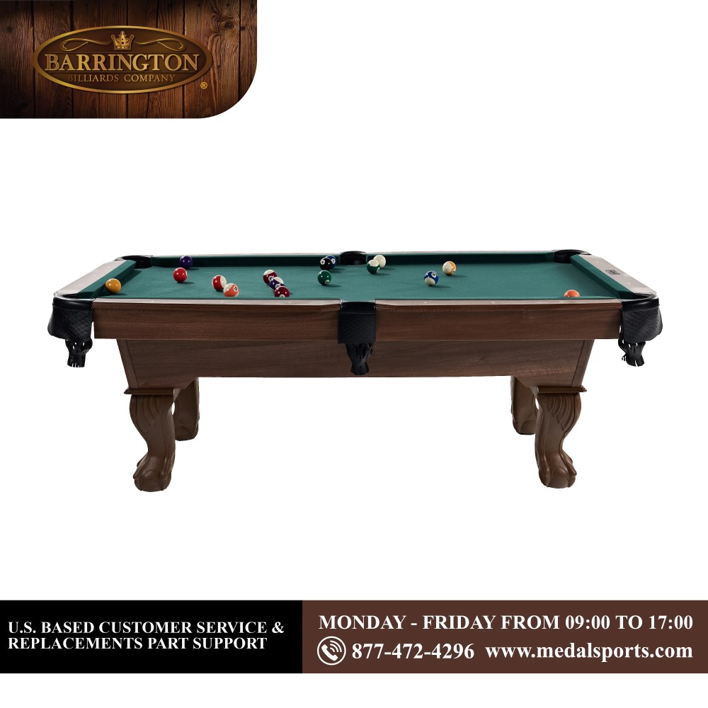 7.25 ft Winstead Pool Table - Full Size Billiard Table with Complete Accessories Set, Green, by Barrington Billiards - Image 8