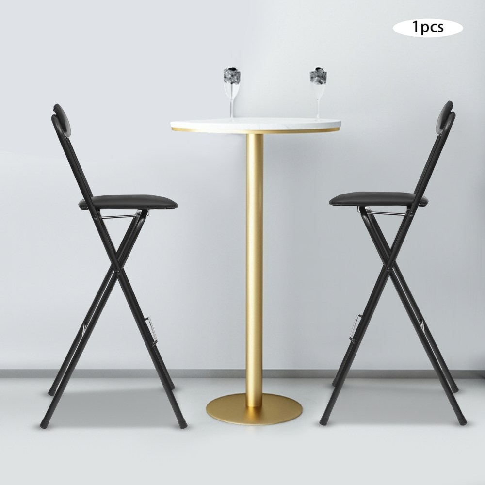 1 PCS Black Foldable Bar Chair,Tall Folding Chair,Portable Folding Stool