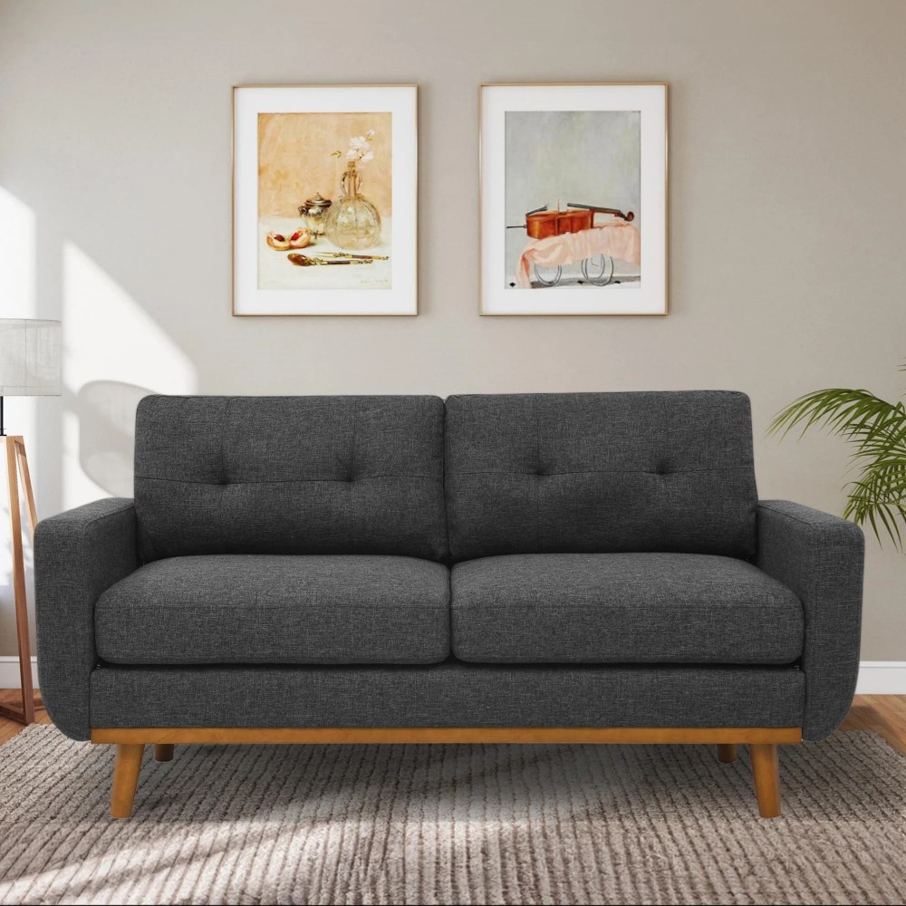 Aukfa 68" Small Sofa Couch Comfy Mid Century Modern Loveseat Sofa for Living Room Bedroom,Dark Gray