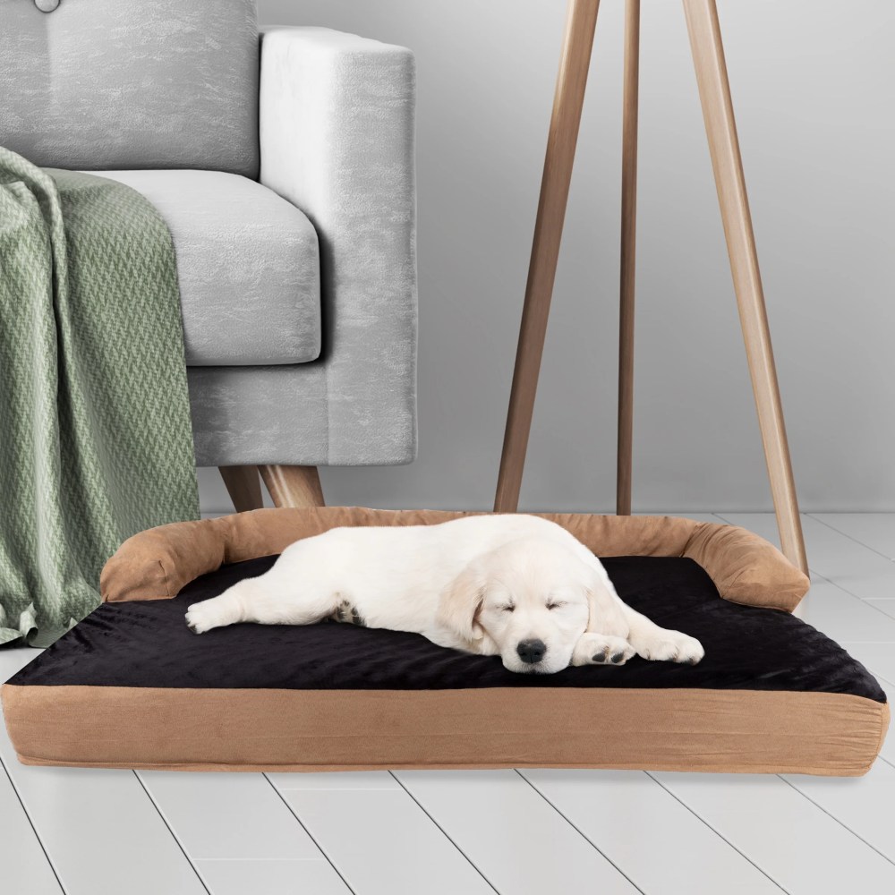 PETMAKER 3-Layer Sofa Dog Bed - Orthopedic Dog Furniture, Tan/Black - Image 6