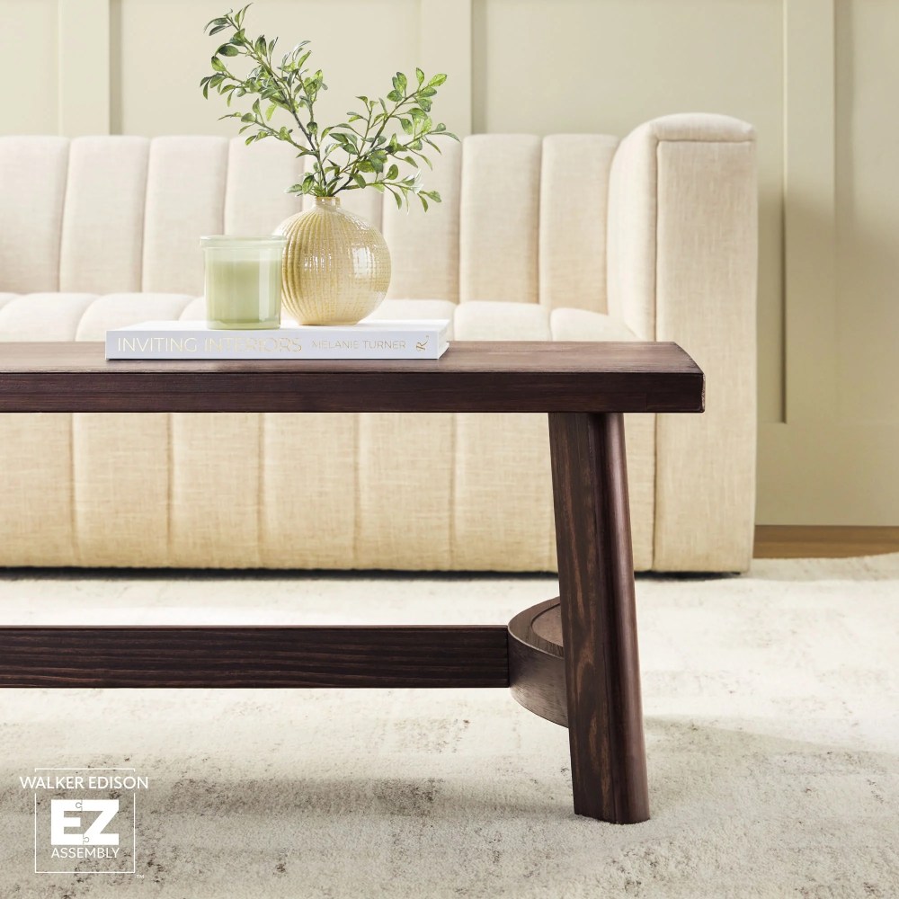 Walker Edison Modern Farmhouse Easy Assembly Wood Coffee Table Espresso - Image 5