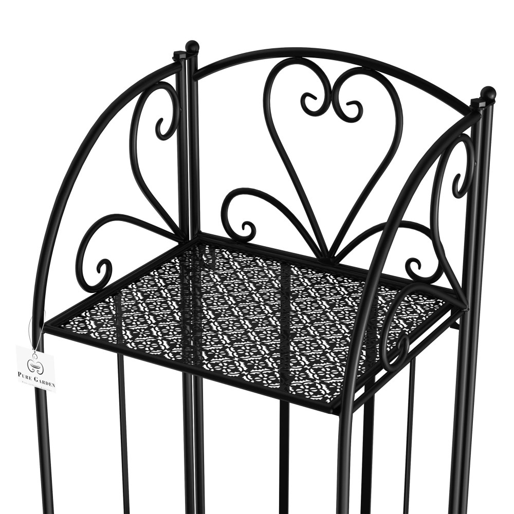 Plant Stand ' 3-Tier Vertical Shelf Indoor or Outdoor Folding Wrought Iron Metal Home and - Image 2