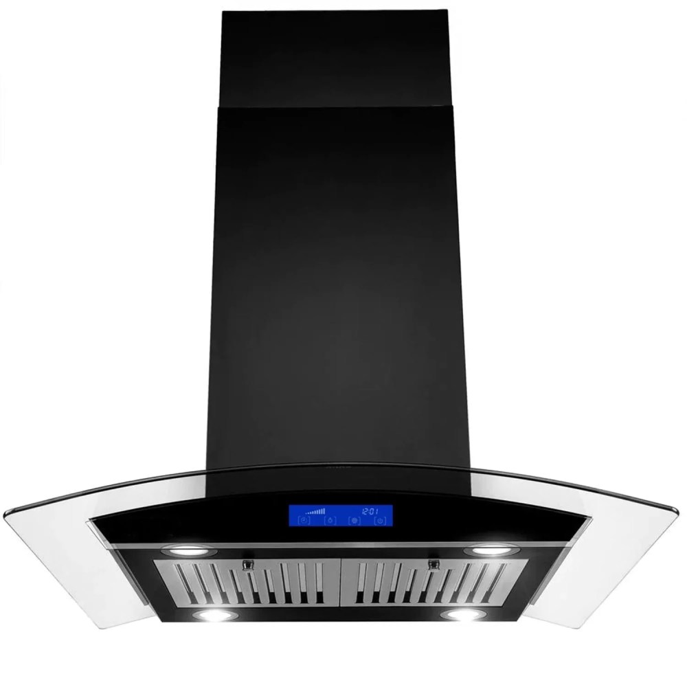 Joeaonz 36" Stainless Steel Island Range Hood with Powerful Motor,Quiet Exhaust Vent,LED Lighting,Touch Panel