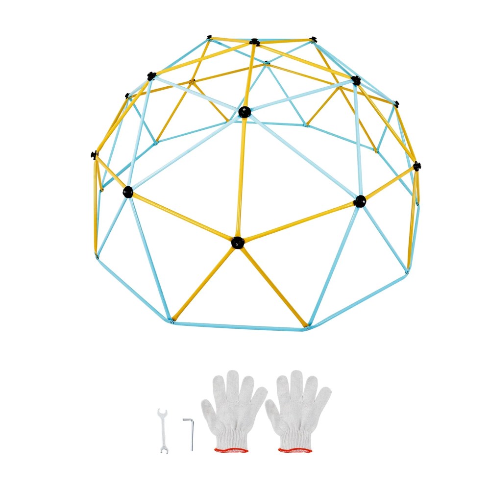 KFFKFF Climbing Dome, Playground Apparatus Supporting 750LBS with Simple Set-Up, 10FT Geodesic Dome Climber Play Hub for Children Aged 3 to 10, Equipped with Climbing Hold