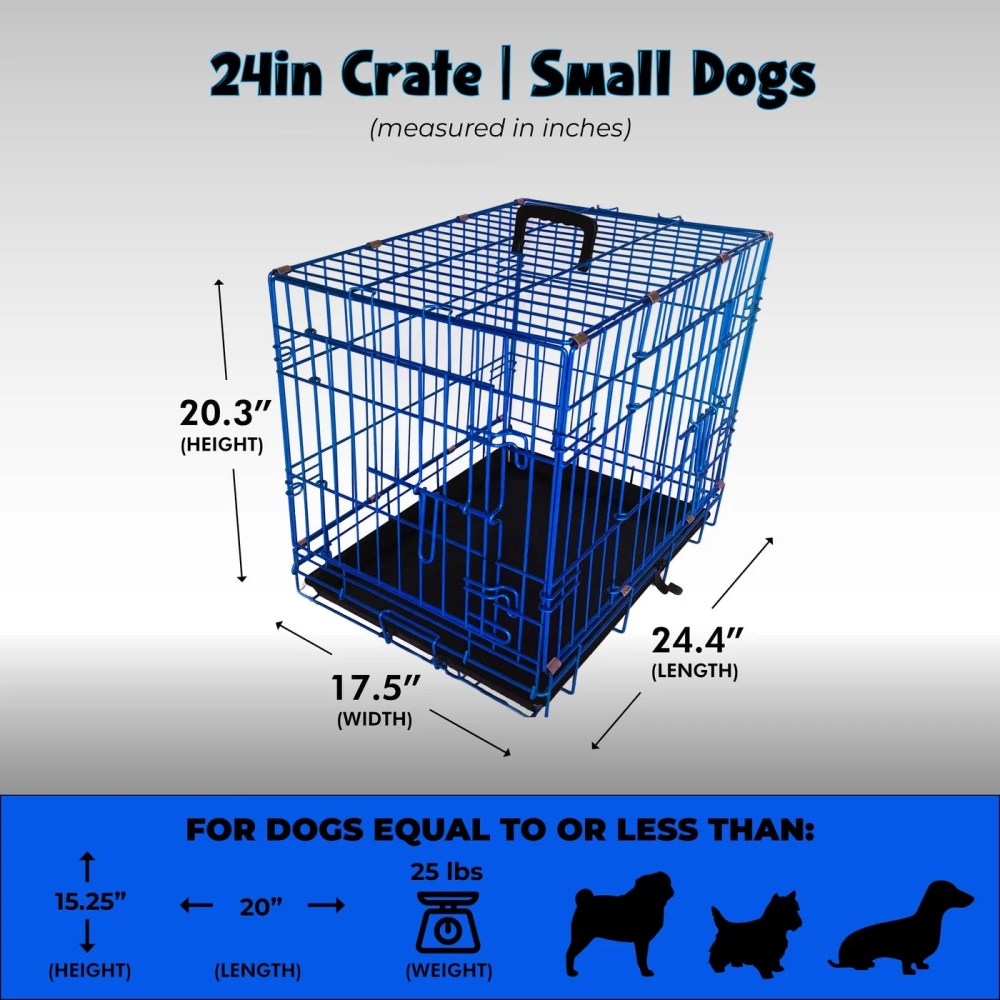 Pet Expressions Blue 24 Inch Colored Metal Wire Dog Crate - Available in Various Sizes and Colors - Image 2