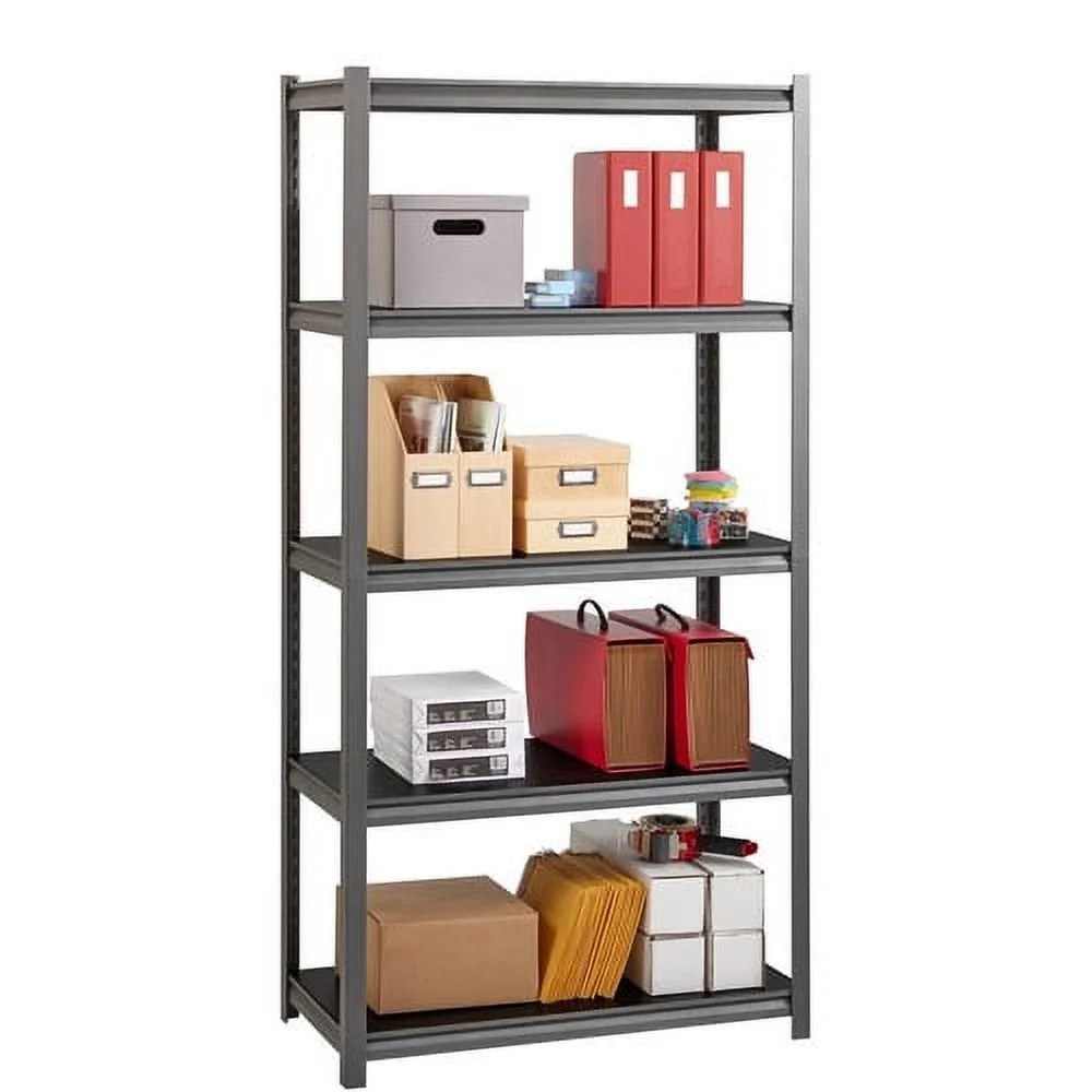 Lorell, 3,200 lb Capacity Riveted Steel Shelving, 1 Each, Black - Image 2