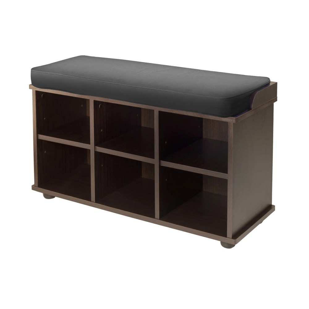 Winsome Wood Townsend Storage Bench,Seat Cushion,Black & Espresso
