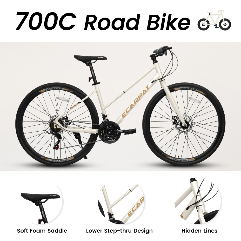 Aukfa 21 Speed Mountain Bike, Dual Disc Brake Mountain Bicycle for Men Womens Adult, Cream - Image 3