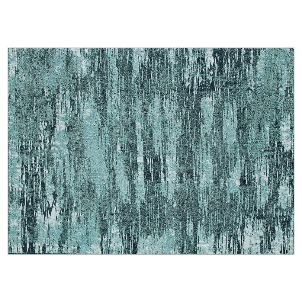 Better Homes & Gardens Teal Tonal Abstract Indoor Area Rug, 5" x 7"