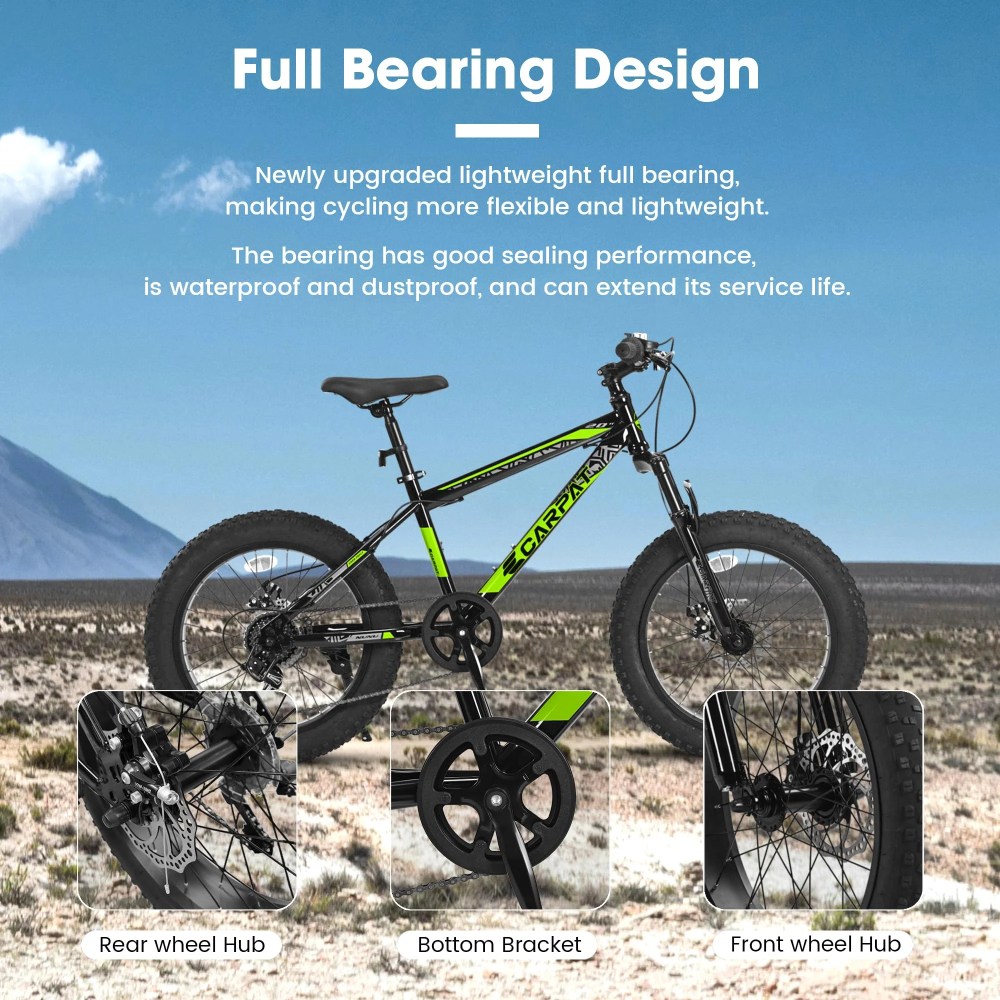 Aukfa 20" Kids Mountain Bike, 7 Speed Teenager Children Kids' Bicycles, Green - Image 8