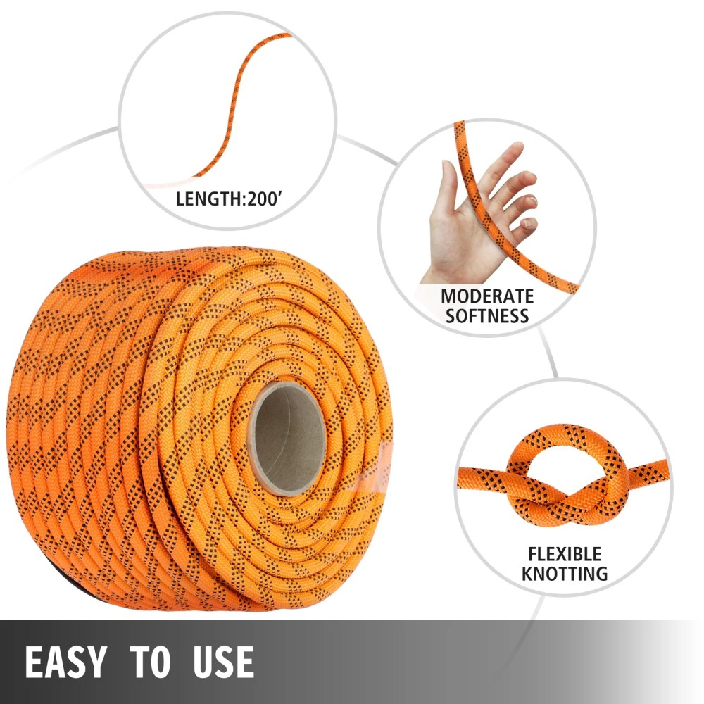 VEVOR Double Braid Polyester Rope 1100lbs,9/16 inch 200 ft Nylon Pulling Rope High UV and Abrasion Resistance Sailing Rope for Arborist Gardening Marine - Image 6