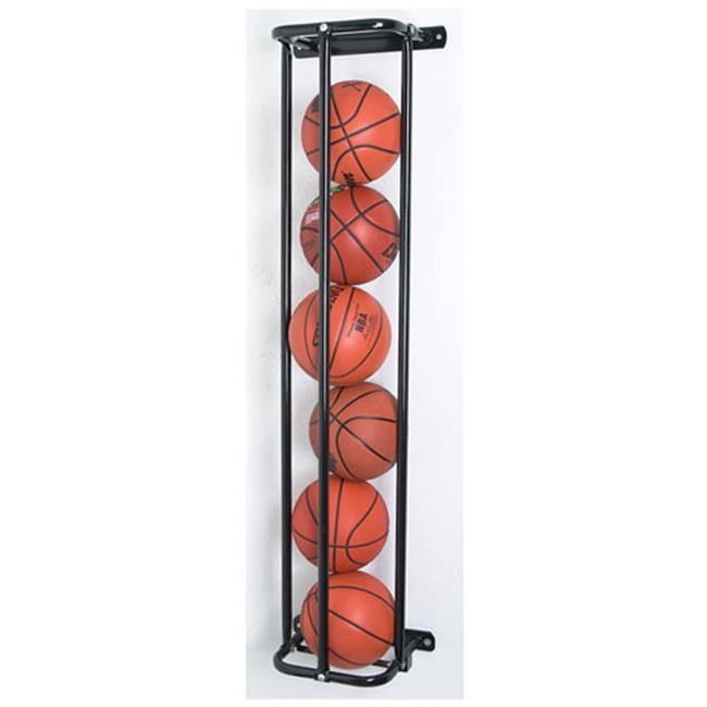 BSN SPORTS Wall Mounted Basketball Storage Locker, Powder-Coated Steel Black, Holds 6 Balls