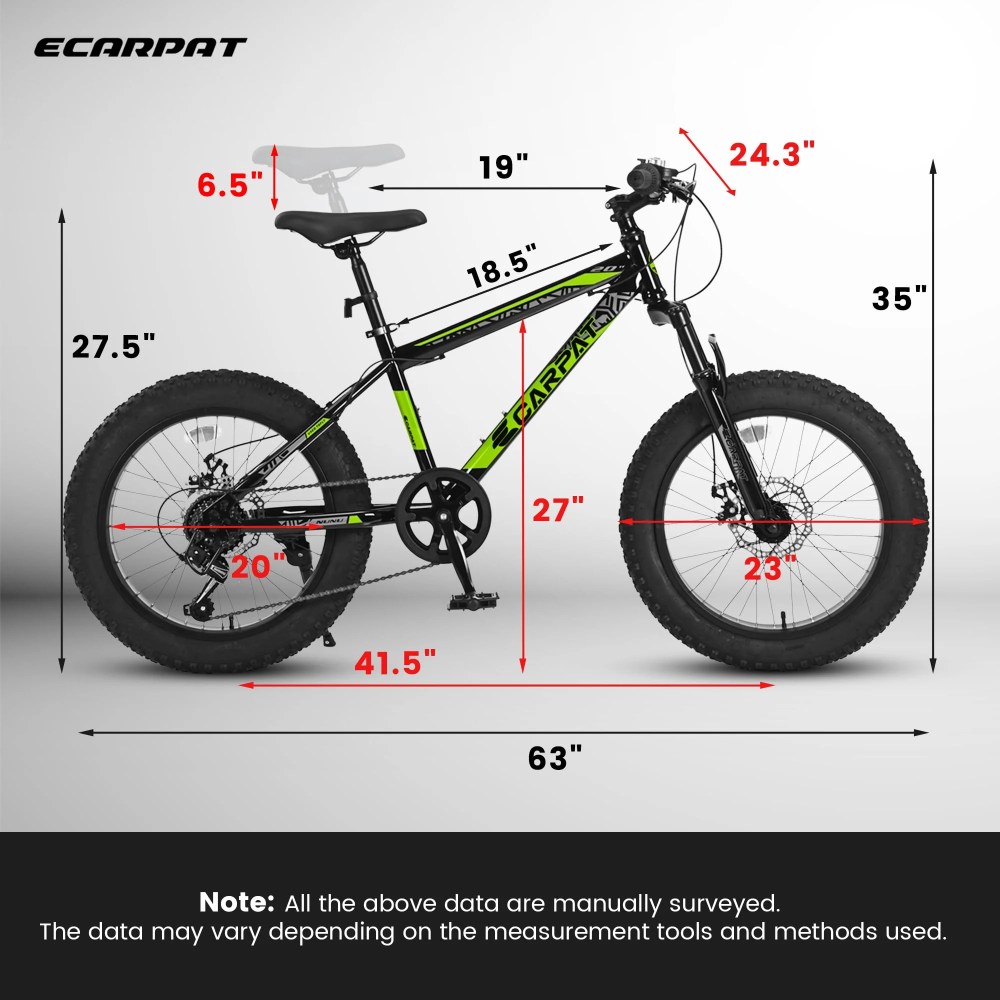 Aukfa 20" Kids Mountain Bike, 7 Speed Teenager Children Kids' Bicycles, Green - Image 3