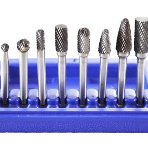 Astro Pneumatic Tool 2181 8-Piece Double Cut Carbide Rotary Burr Set 1/4-Inch Shank in Blow Molded Case