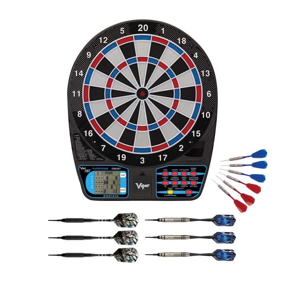 Viper 787 Electronic Dartboard,  Black Magic 18g & Silver Thunder 18g Soft Tip Darts