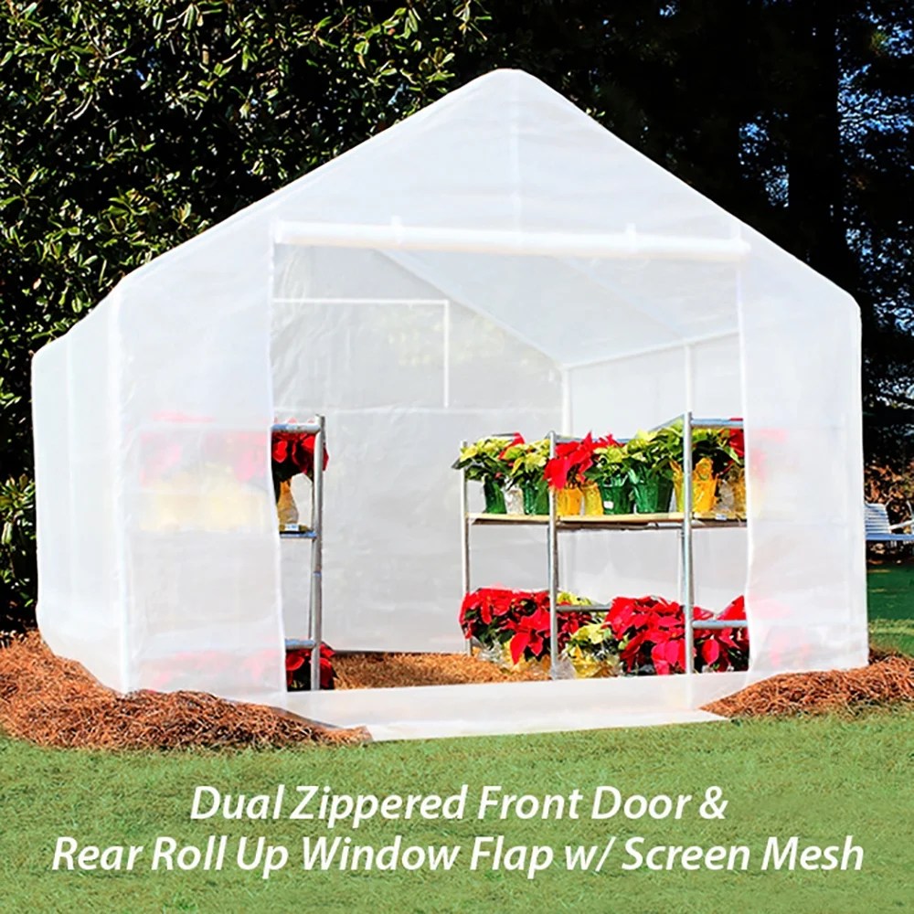 King Canopy Greenhouse 10" x 10" , 1 3/8 in. Steel Frame, 6-Leg, Opaque White Solarig Ripstop Fabric - Image 5