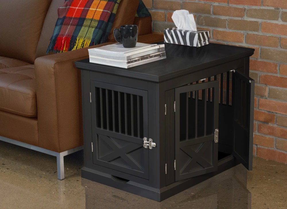 Contemporary Home Living 30.5" Black Rectangular Medium Slide Triple Door Dog Crate - Image 5