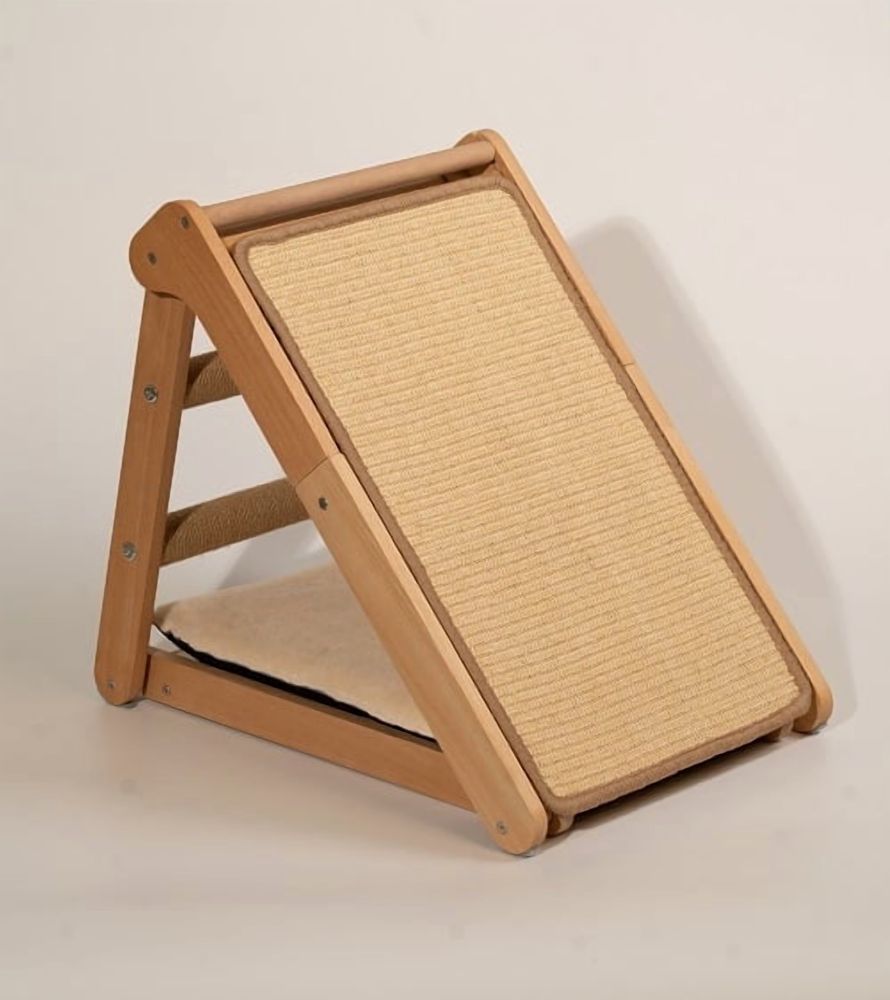 CheerPals Sisal Cat Scratcher Ramp with Cushion, 20" x 14.1" Large Foldable Scratch Board Cats Scratching Post, Wooden Pet Furniture - Image 6
