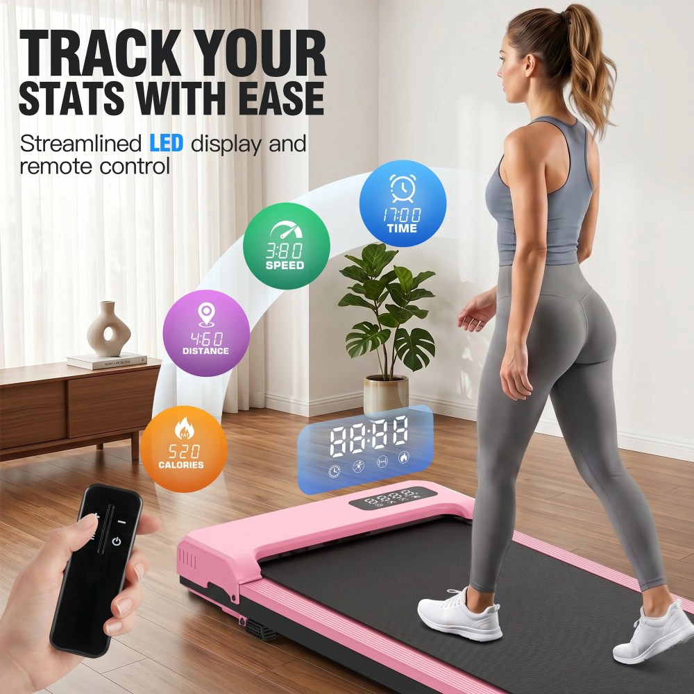 Walking Pad with 8 Manual Incline & Vibration Modes, 2.5HP Under Desk Treadmill for Home Office, 300 lbs Capacity Portable Treadmill with Remote Control & LED Display, Ultra Quiet Space-Saving - Image 6