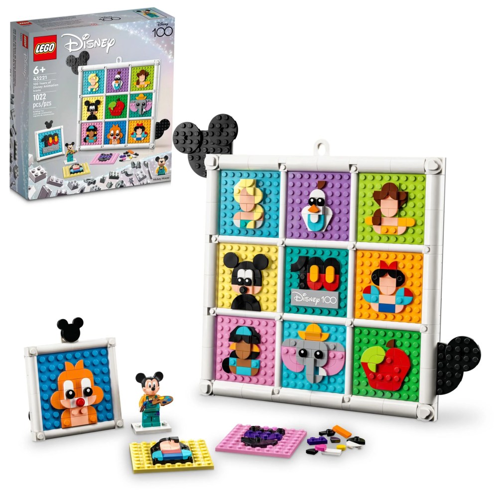 LEGO Disney Classic 100 Years of Disney Animation Icons 43221 Buildable Disney Set with Mickey Mouse Minifigure, Creative Toy for Kids to Design Disney Wall Art, Birthday Gift for Fans and Kids Age 6