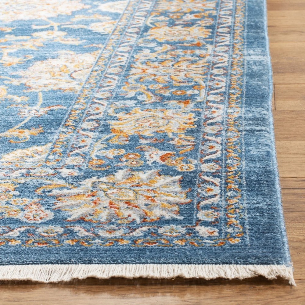 SAFAVIEH Vintage Persian Maggie Distressed Polyester Area Rug, Turquoise/Multi, 8" x 10" - Image 4