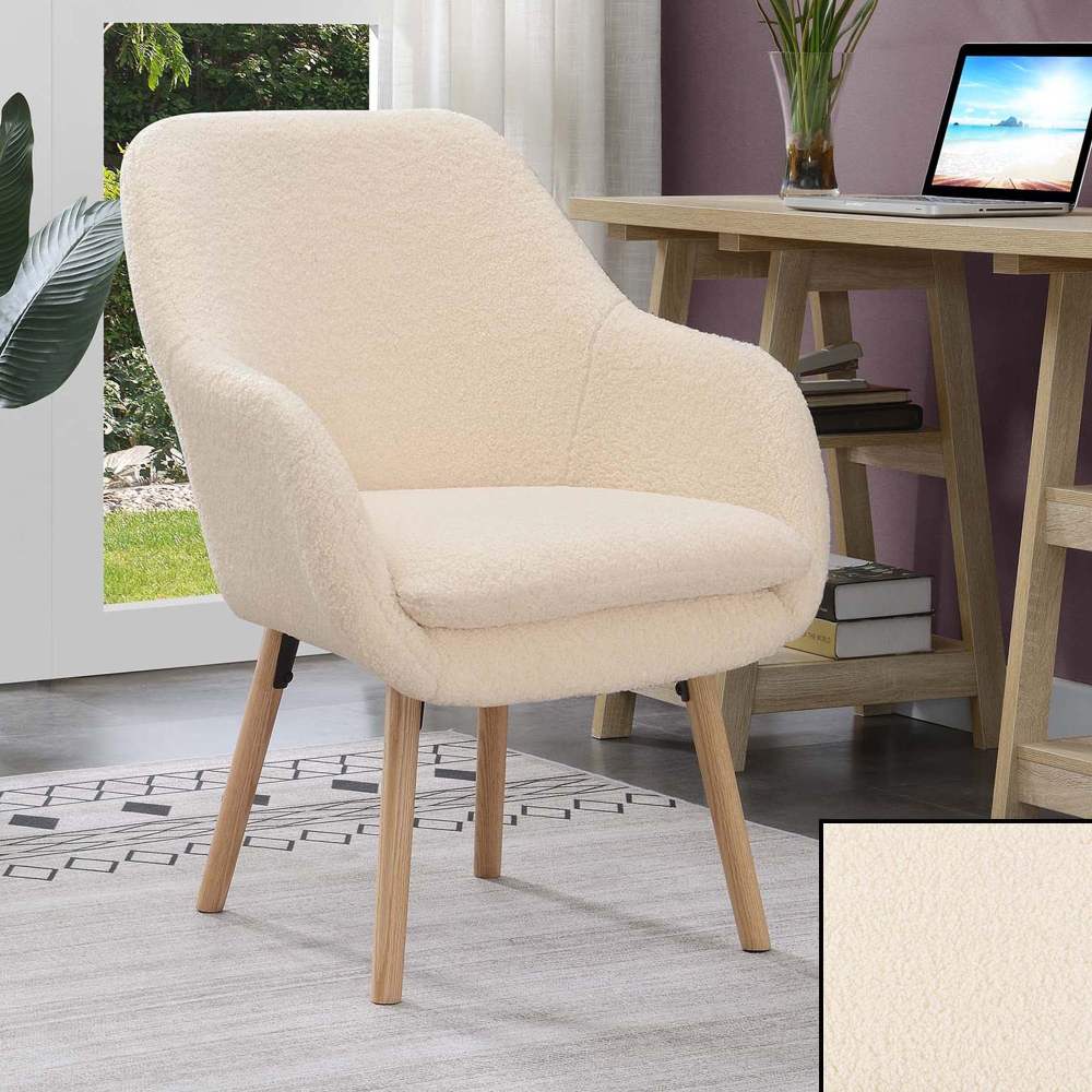 Take-a-Seat Charlotte Sherpa Accent Chair in Cream Sherpa Fabric