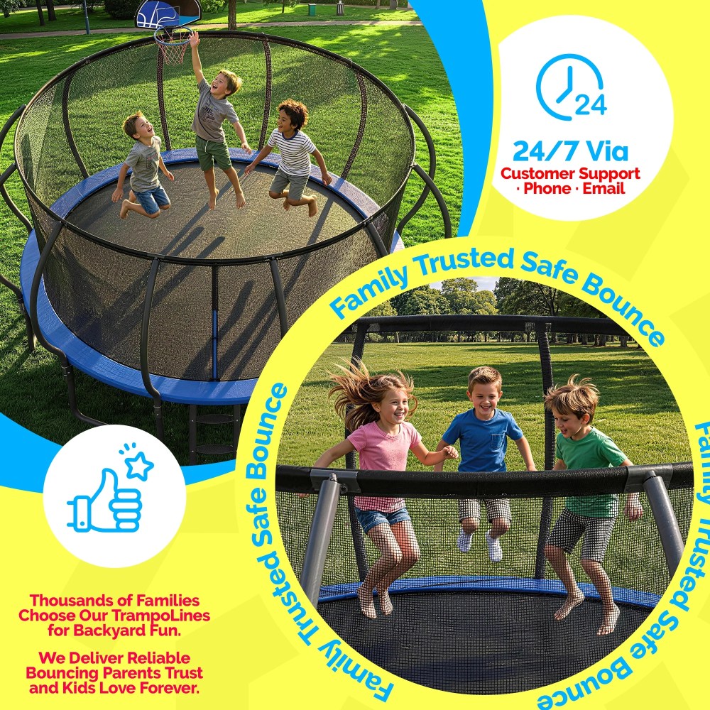 YORIN Trampoline for 2-3 Kids, 8FT 10FT 14FT 12FT Trampoline for Adults with Enclosure Net, Ladder, Light, 800LBS Weight Capacity Outdoor Round Recreational Trampoline, Heavy Duty Trampoline - Image 6