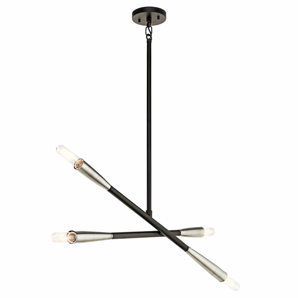 43794BK Kichler Lighting Branches - 4 Light Chandelier - With Contemporary Inspirations - 20 Inches Tall By 2.5 Inches Wide -Traditional