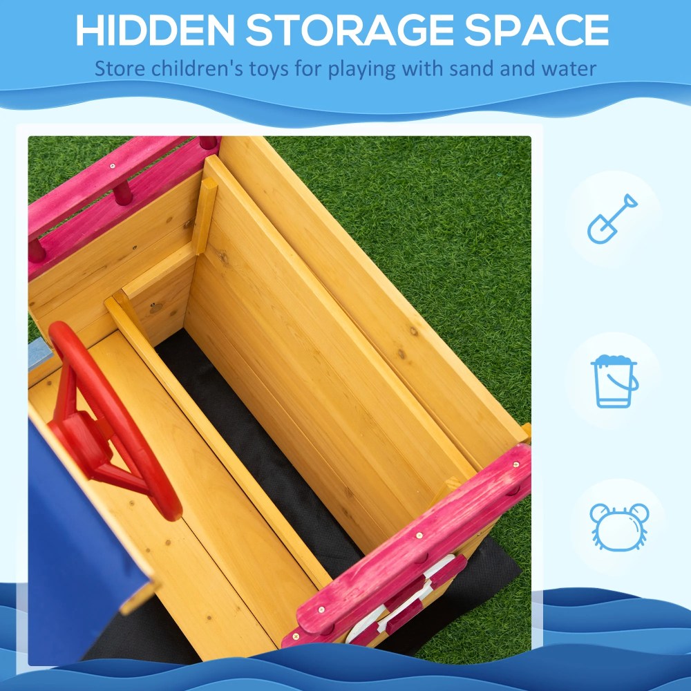 Outsunny 63" Wooden Kids Sandbox with Covered Protection Under Canopy - Image 6