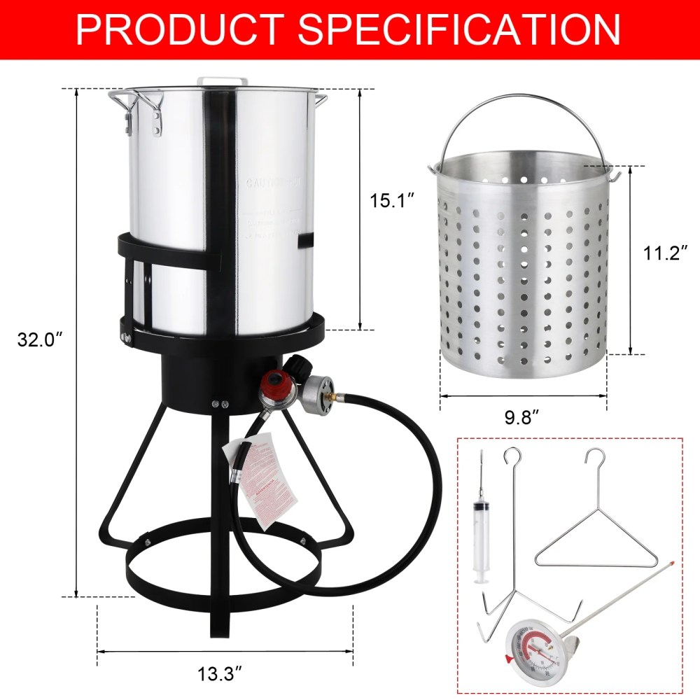 Ktaxon Propane Outdoor Fryer Aluminum Frying/Boiling Turkey Fryer Pot 30QT - Image 10