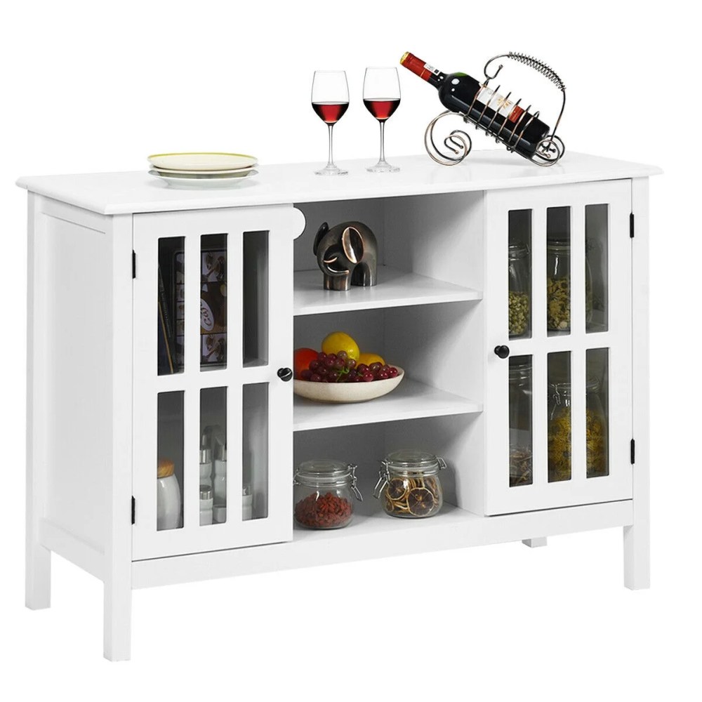 Gymax Wood TV Stand Entertainment Media Center Console for TV up to 50" White - Image 9
