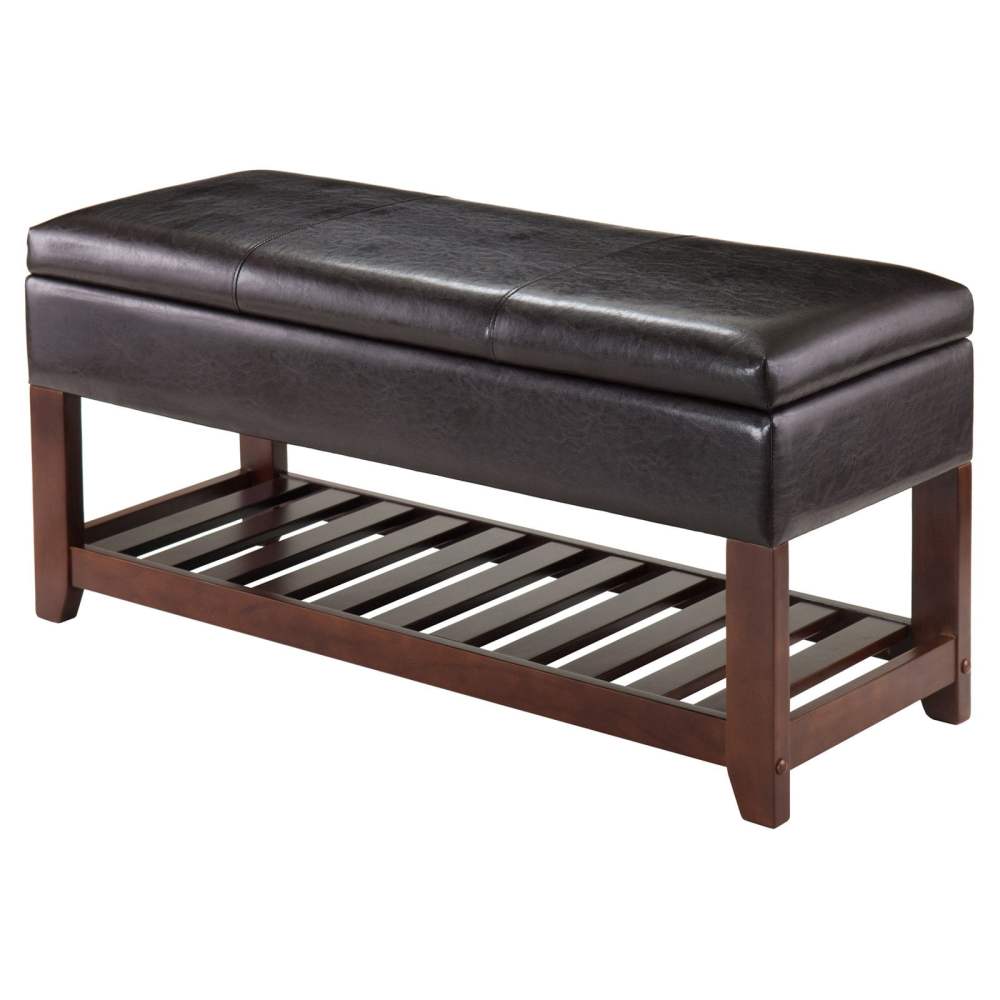 Winsome Wood Monza Storage Chest Bench,Espresso & Walnut