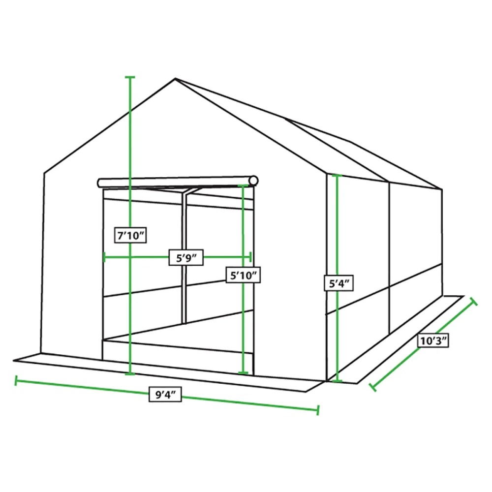King Canopy Greenhouse 10" x 10" , 1 3/8 in. Steel Frame, 6-Leg, Opaque White Solarig Ripstop Fabric - Image 6