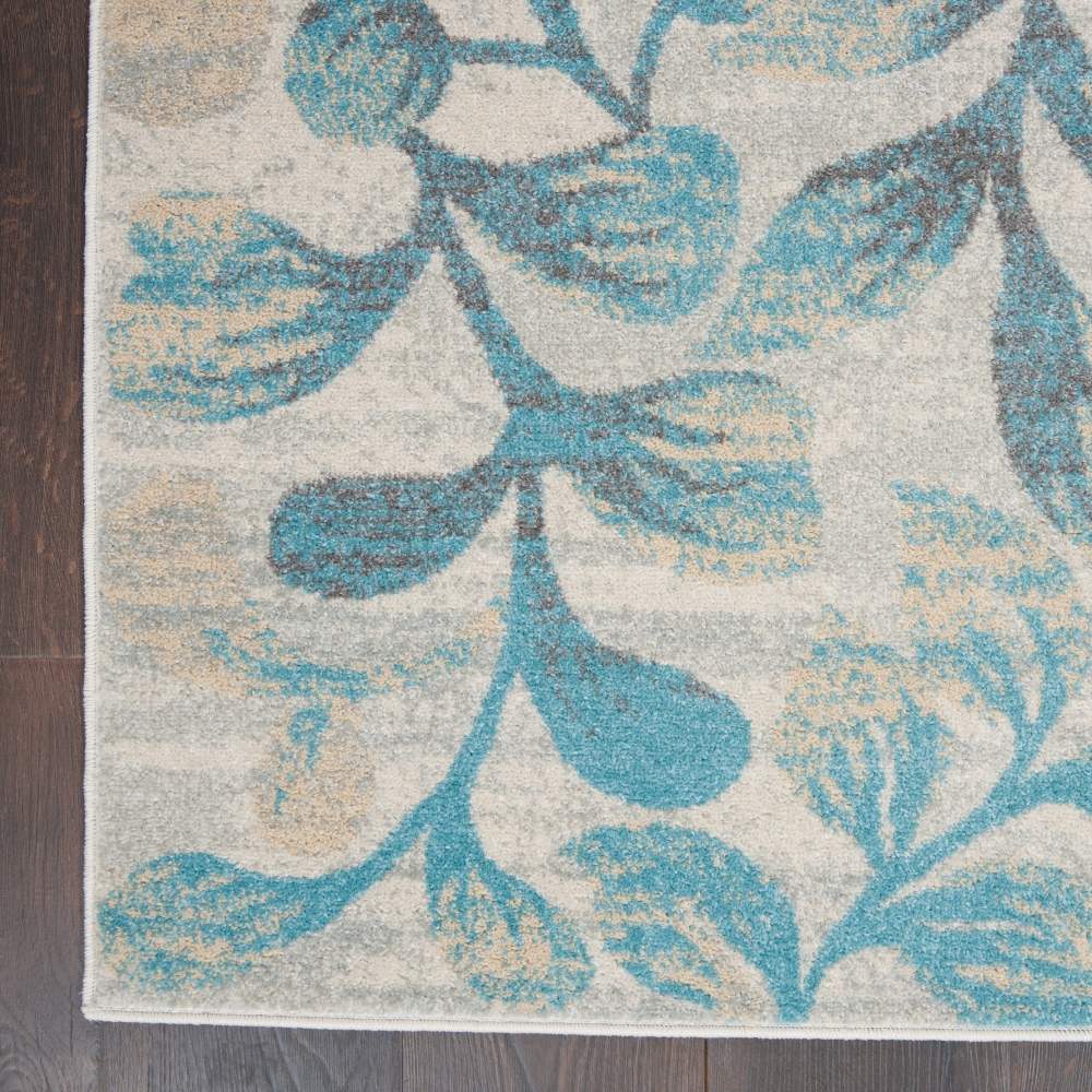 Nourison Tranquil Nature Ivory/Turquoise 5'3" x 7'3" Area Rug, (57) - Image 7
