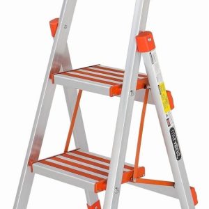 LUISLADDERS 2 Step Ladder with Handrails,Aluminum Lightweight Folding Step Stool,Portable Home and Kitchen Anti-Slip Stepladder 350lbs EN131 (2 Step)
