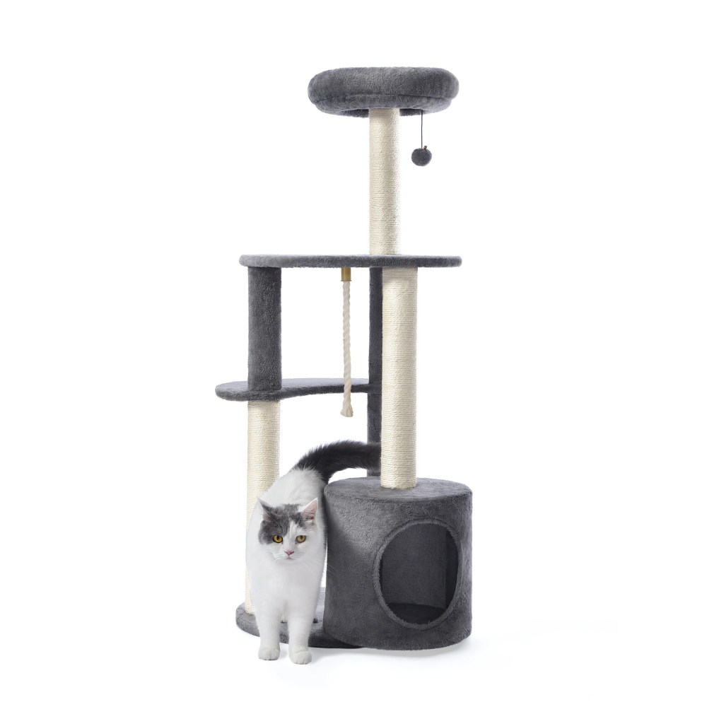 Vibrant Life Cat Tree, 47" Multi-Level Cat Tower with Scratching Posts and Large Platform, Gray - Image 7