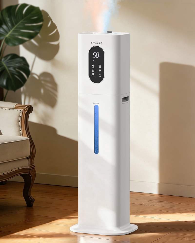 Warm Mist Humidifier,2.1 Gallon/8 Liter Cool & Warm Mist Humidifier for Room Home,500 Sq Ft Large Room Humidifier,White