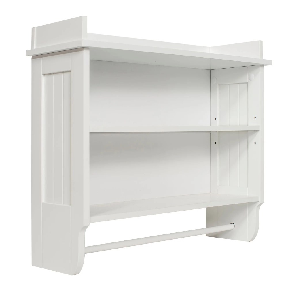 Contemporary Country Wall Shelf With Towel Bar,White