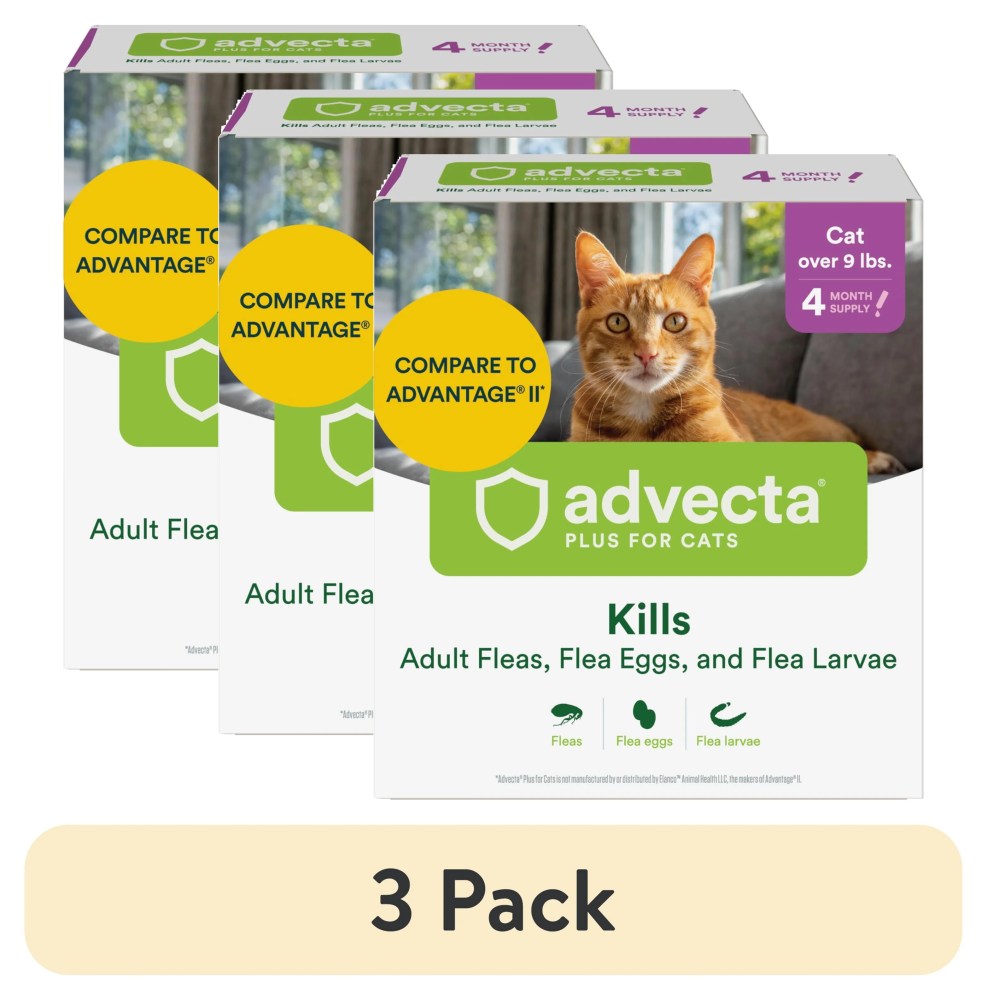 (3 pack) Advecta II Flea Treatment for Large Cat, 4 Monthly Treatments