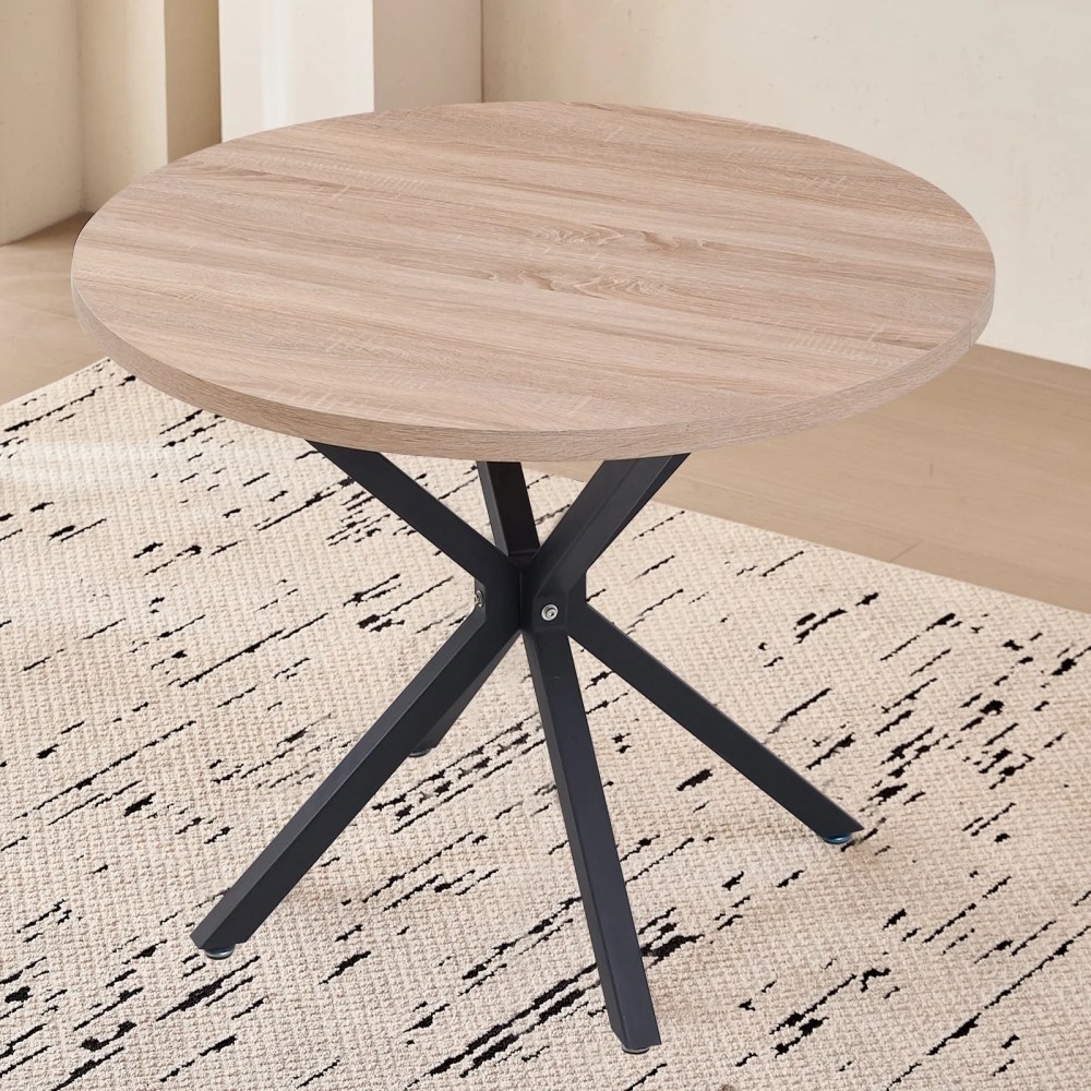 39" Round Dining Table,Modern Small Kitchen Table for 4 with X-Shaped Metal Legs and 1.2" Thickness Tabletop for Kitchen Dining Room,Coffee Table,Oak