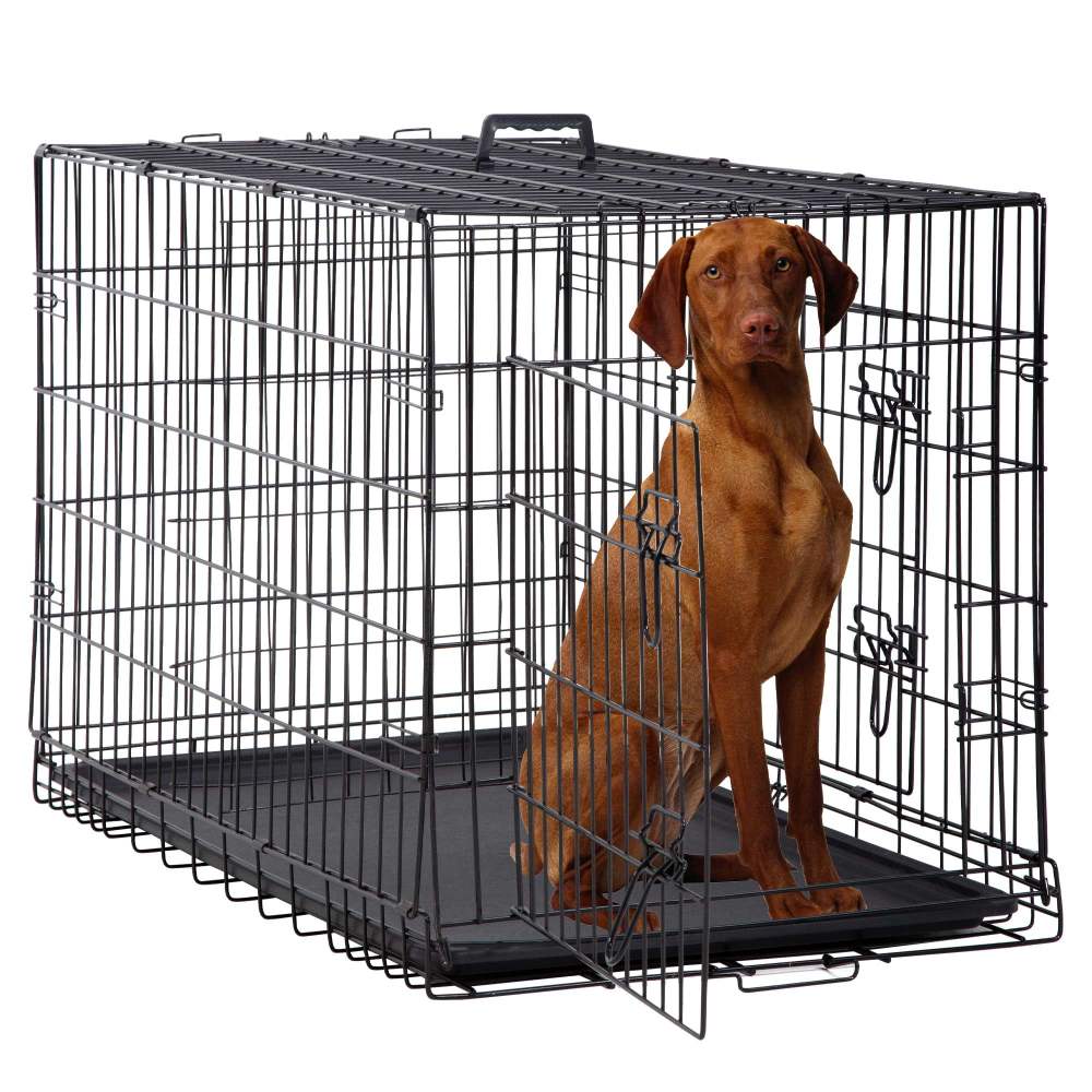 CL.HPAHKL 48 inch Dog Cage for Large Dogs Indoor,  Folding Dog Crates and Kennels Double Door,  Pet Cage with Tray Pan for Dogs , dog crates for large dogs