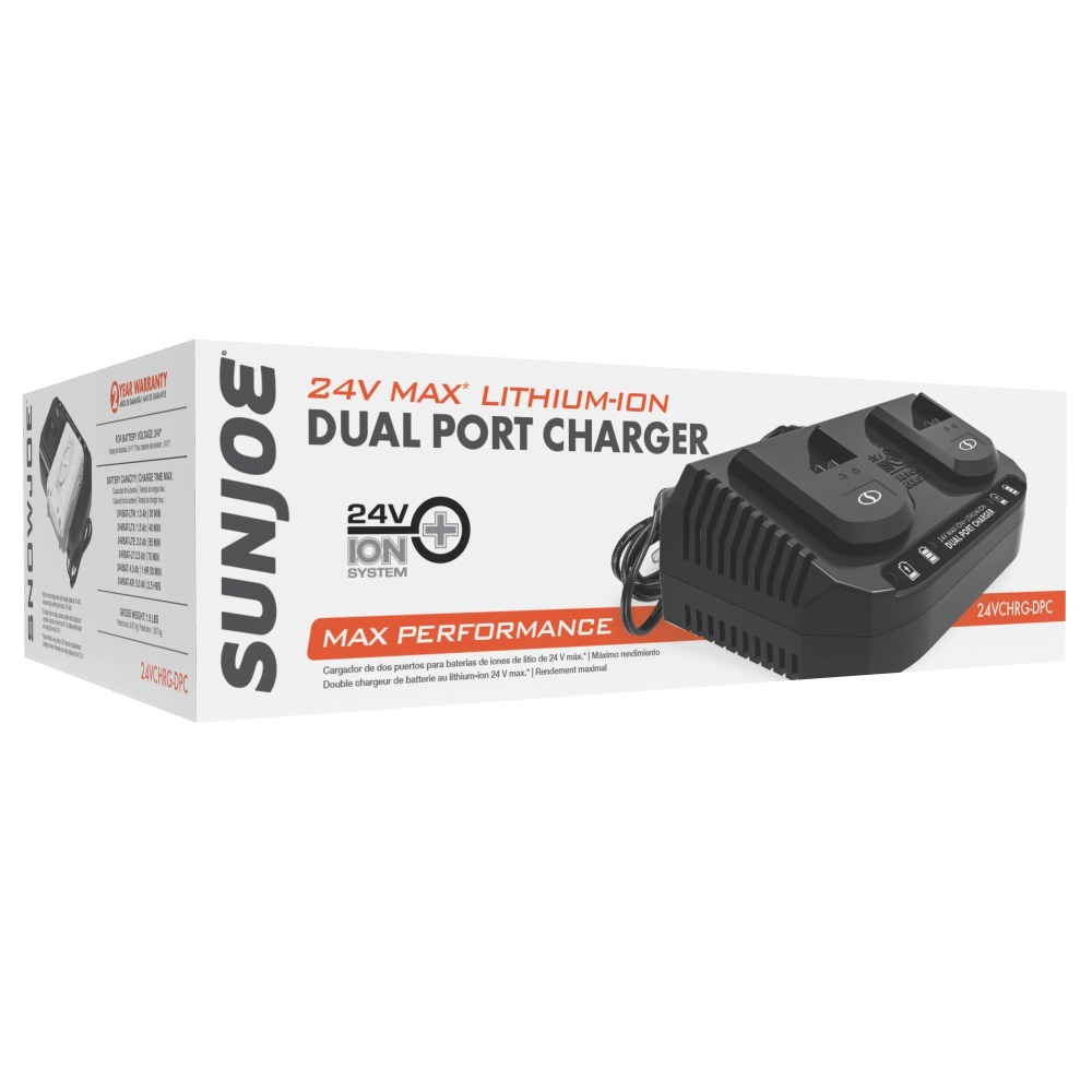 Snow Joe 24V IONMAX Dual Port Quick Charge Docking Station Charger,Black,24VCHRG-DPC - Image 4