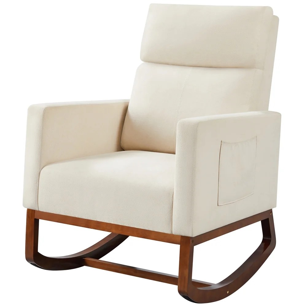 Alden Design Fabric Upholstered Rocking Accent Chair,Beige