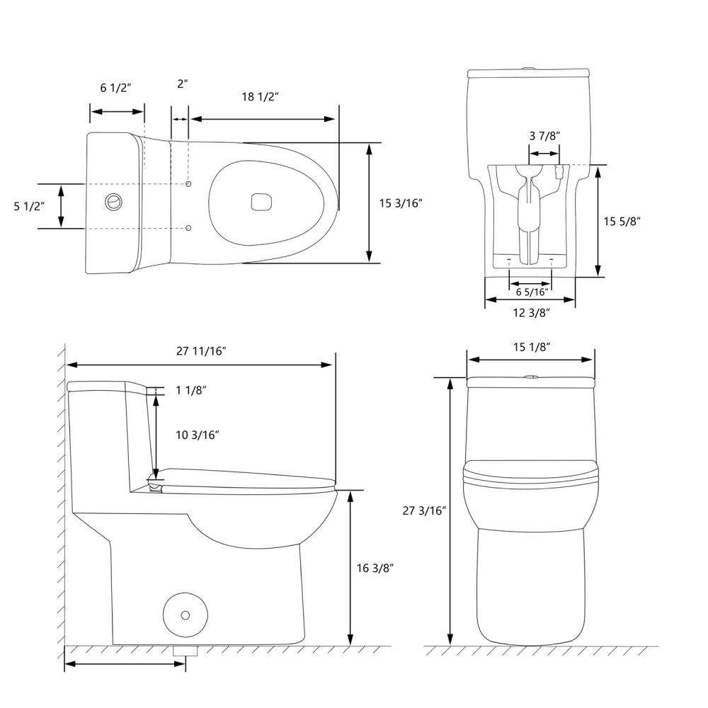 DeerValley Ursa DV-1F52677 Elongated One-Piece Toilet Ceramic 0.8/1.28 GPF Dual Flush Bathroom Toilets - Image 6